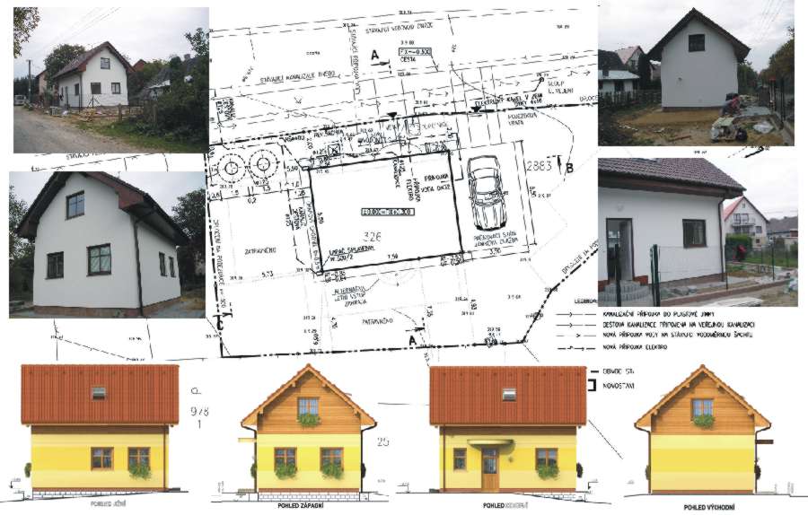 Příklad realizace -  Rodinný dům v městě Sobotka - novostavba -typový projekt VICTORIA z katalogu GSERVIS - projekt osazení do terénu