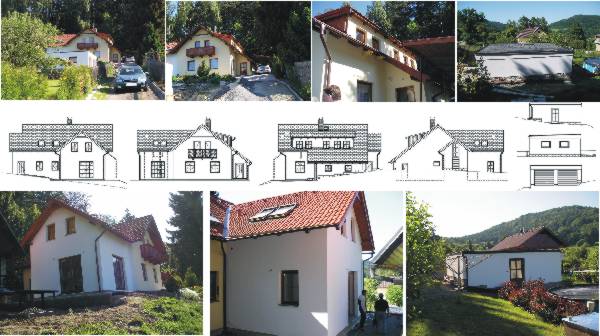Rodinný dům nedaleko Turnova - přístavba obytné části, novostavba garáže